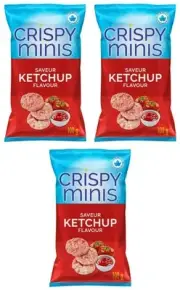 Quaker Crispy Minis Ketchup Flavor Brown Rice Chips, 100g (3 Pack)