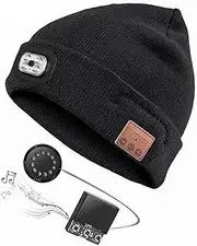 [Binxind] for Shoveling Snow Riding Winter Warm Bluetooth Light Lamp Hat Beanie with LED Music Cap Speakers & Mic Earbuds Easy Install B