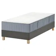 LYNGÖR divan bed, Vågstranda extra firm/light blue dark grey, Single