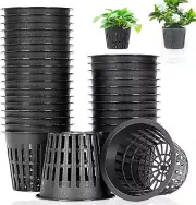 Panxxsen Net Pot, 3 Inch, Black, 50 PCS, Heavy Duty, Slotted Mesh, Hydroponic Cu