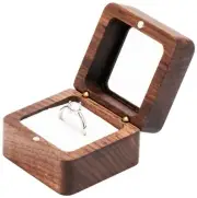 Square Portable Wood Ring Box Case for Proposal Engagement Jewelry Display,Sm...