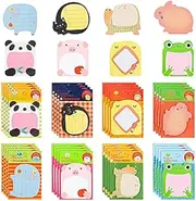 Lrtzizy 32 Sets Cartoon Animal Cute Sticky Notes Set Funny Self Adhesive Memo Pad Colourful,8 Styles,80mm x 50mm