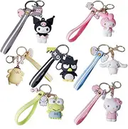 GTONEE 7pcs Novelty Keychain Sets Kawaii Anime Cartoon Figure Pendant Key Chain Cute Keychain Keyrings Accessories for Women Men Girls Boys, Bag Charms, Car Keychain, 7 Styles, Corlorful, Medium