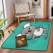 [SEEKJOYS] Koala Hello Pattern Thick Area Rug for Living Room Bedroom Dining Room Carpet Shaggy Soft Touch Unique Rug Funny Koala Rectangular Small Runner Mat, 150x100cm