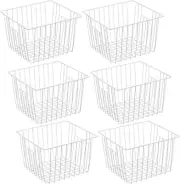 Wire Storage Organizer Basket Wire Food Organizers Basket with Handle 6Set White