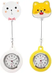[Holibanna] 2pcs Cartoon Nurse Table Green Fob Watch Fun Fob Watches Watch Lapel Pin Nurse Fob Watch Nurses Fob Watch Hanging Lapel Watch Digital Womans Watch Dog Fob Watch Funny Rado Quartz
