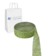 Apple Green 8 Row Diamond Rhinestone Ribbon Trim Mesh Wrap 3 Yards - Wedding dl