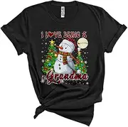 [Generic] I Love Being A Grandma, Joyful Red Plaid Christmas Snowman, Matching X-mas Pajama Family Group Unisex T-Shirt