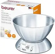 Beurer KS54 Modern Digital Kitchen Scale | Stainless Steel Design | with 1.5l Weighing Bowl | Tare Weighing Function | Temperature Function | Timer Function | 5kg Weight Capacity, 708.40