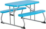 LIFETIME Camping Table & Picnic Table for Children, 83 x 90 x 53 cm, Blue, Plastic Table with Bench for Outdoor Use