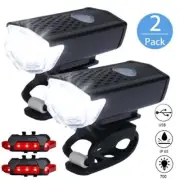 2pcs Bike Front Light USB Rechargeable LED Lamp Cycling Bicycle Headlight MTB US