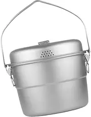 GARENDE Camping Hanging Pot Outdoor Cookware 5.5 L Camping Pot Steamer Steaming Pot Soup Pot Stew Pot for Backpacking Picnics Travel