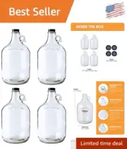 Durable 1 Gallon Glass Beer Growlers - Perfect for Home Brewing & Gifting
