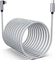 10FT Long Right Angle USB C to Lightning Apple iPhone Charger Cable,90 Degree L-Shaped Nylon Braided PD Fast Charging Cable Data Sync Cord for iPhone 14/13/Pro/12/Max/11/X/XS/XR/8/iPad【MFi Certified】