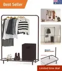 Industrial Pipe Clothing Rack with Bottom Shelves, Sturdy Bronze Design