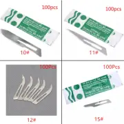 100Pcs Dental Surgical Scalpel Blades Size 10#11#12#15 Sterile Carbon Steel