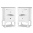 HelloFurniture 2-Drawer Franco Bedside Table, Set of 2 (White)