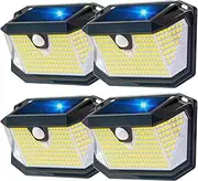 Solar Security Lights Outdoor,Motion Sensor 202LED 3 Modes 270° Wide Angle Solar Garden Lights IP65 Waterproof Solar Wall Light for Front Door,Garage,Fence (4 Pack Security Lights)