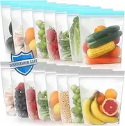[Lerine] 16 Pack Reusable Gallon Freezer Bags Dishwasher Microwave Safe, Stand Up BPA Free Reusable Freezer Bags 1 Gallon, Extra Thick Leakproof Food Storage Bags for Meal Prep, Kitchen Organization