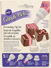 Wilton 5-Piece Candy Melt Decorating Tip Set - Drizzle, Writing, Ribbon - NEW