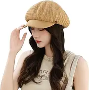 [MIFULGOO] Summer Mesh Newsboy Caps Soft Paperboy Cabbie Hats Beret with Brim Visor Women