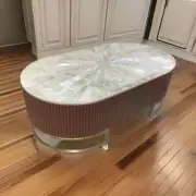 48" x 24" Selenite Table Top Slab, Natural Crystal Table, Luxury Geode Top
