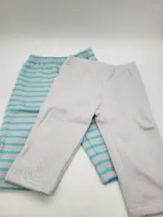 Hanes Baby Zippin 2pk Fleece Pants with Side Zipper Grey/Blue Stripe 6-12 Months