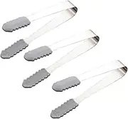 FIXOSHEE 3Pcs Stainless Steel Sugar Cube Tongs with Saw Reusable Ice Cube Clamps for Cocktails Iced and More Tongs for and Serving