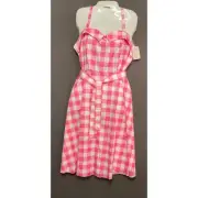 Gingham Midi Pink Checkered Sundress XL NWT Sleevless Smocked Back Cottagecore