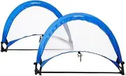 Amazon Basics Pop-Up Soccer Goal Net Set (2-Pack), 76cm x 55cm, Blue, with Carrying Case and Ground Stakes, Easy Assembly Kids Training Goals 3+