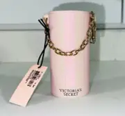 Victoria's Secret PINK Hand Sanitizer Holder Pink Striped with Gold Chain NEW