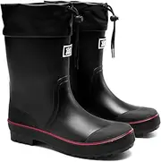 [E KAINI] Mens Rain Boots Water boots Waterproof PVC Rubber Boots Outdoor Mud Boots,Comfort Lightweight Mid-Calf Gardening Fishing Shoes for Yard Farm Work