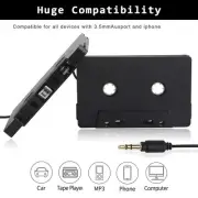 Cassette Aux Adapter For Car iPhone 3.5mm Audio Tape MP3 Player Adapter Black A