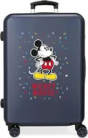 [Disney] Have a Good Day Mickey Blue Medium Suitcase 48 x 68 x 26 cm Rigid ABS Combination Lock 70 Litre 3.7 kg 4 Double Wheels, Azul, 48x68x26 cms, Youth Fashion