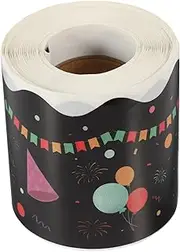 KALLORY 1 Roll Cartoon Pattern Border Sticker for Classroom Bulletin Board Decoration Self Adhesive Festival Trim for Office Windows Chalkboards Whiteboards Easy to Cut Apply