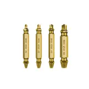 4PCS Titanium/Natural Color HSS Damaged Screw Extractor Drill Stripped Screw Extractor Remover Set Double Ended Broken S