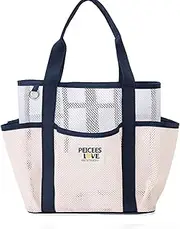 [Peicees] Small Mesh Beach Bag With Large Capacity Sand Resistant Lightweight Women Foldable Tote Summer Vocation Travel Pool