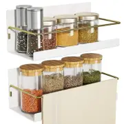 Set Of 2 Magnetic Spice Rack For Refrigerator Organizer Strong Shelf Space