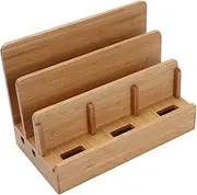 COHEALI Multifunctional Bamboo Charging Docking Station Organizer for Smartphones and Tablets Space Saving Phone Holder for Multiple Devices Tidy and Practical Design for