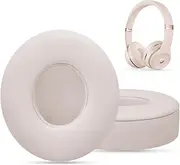 Replacement Ear Pads for Beats Solo 3, Ear Cushions for Beats Solo 2 & Solo 3 Wireless Headphones, Not Fit Beats Studio On-Ear Headphone with Stronger 3M Adhesive, Thicker Memory Foam (Leather-Pink)