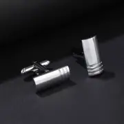 Men Rectangle Silver Cufflinks Tuxedo Shirt Studs Sleeve Buttons Wedding Gift