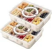 GalvaPcth Divided Serving Tray with Lid and Handle,8 Compartments Snacks Box,snackle Box，Portable Snackle Box Charcuterie Container-Perfect for Party, Entertaining(2 Square)