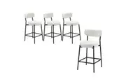 Oikiture 4x Bar Stools Boucle Fabric White