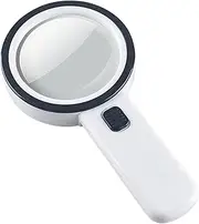 FOYTOKI LED Handheld Magnifying Glass with Bright Lights Double Glass Lens for Reading Jewelry Antique Appreciation English Present Box Batteries Not Included