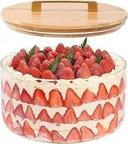 LOVYANXUE Large Salad Bowl, 10 inch Trifle Bowl Glass with Sealed Lid, Versatile Mixing and Serving Bowl for Laying Ice Cream,Cake,Cupcake,Salad,Fruit,Baking,Dessert and Party Diy, Microwave Safe