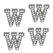 10 Pcs Iron on Letter Patch, Letter W Rhinestone Alphabet Applique, White/Black
