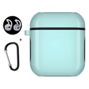 For AirPods 2nd Gen Case, Armor Cover, Snap Hook & Ear Clips, Cyan