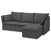 BACKSÄLEN 3-seat sofa with chaise longue, Hallarp grey