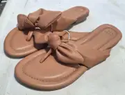 Women's Adley Slip-On Bow Sandals Tan - A New Day Size 10 (B-561)