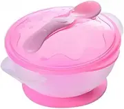 JOINPAYA Suction Bowls with Spoon Spill Proof Feeding Set Pink for Solid and Durable Design for Easy Use